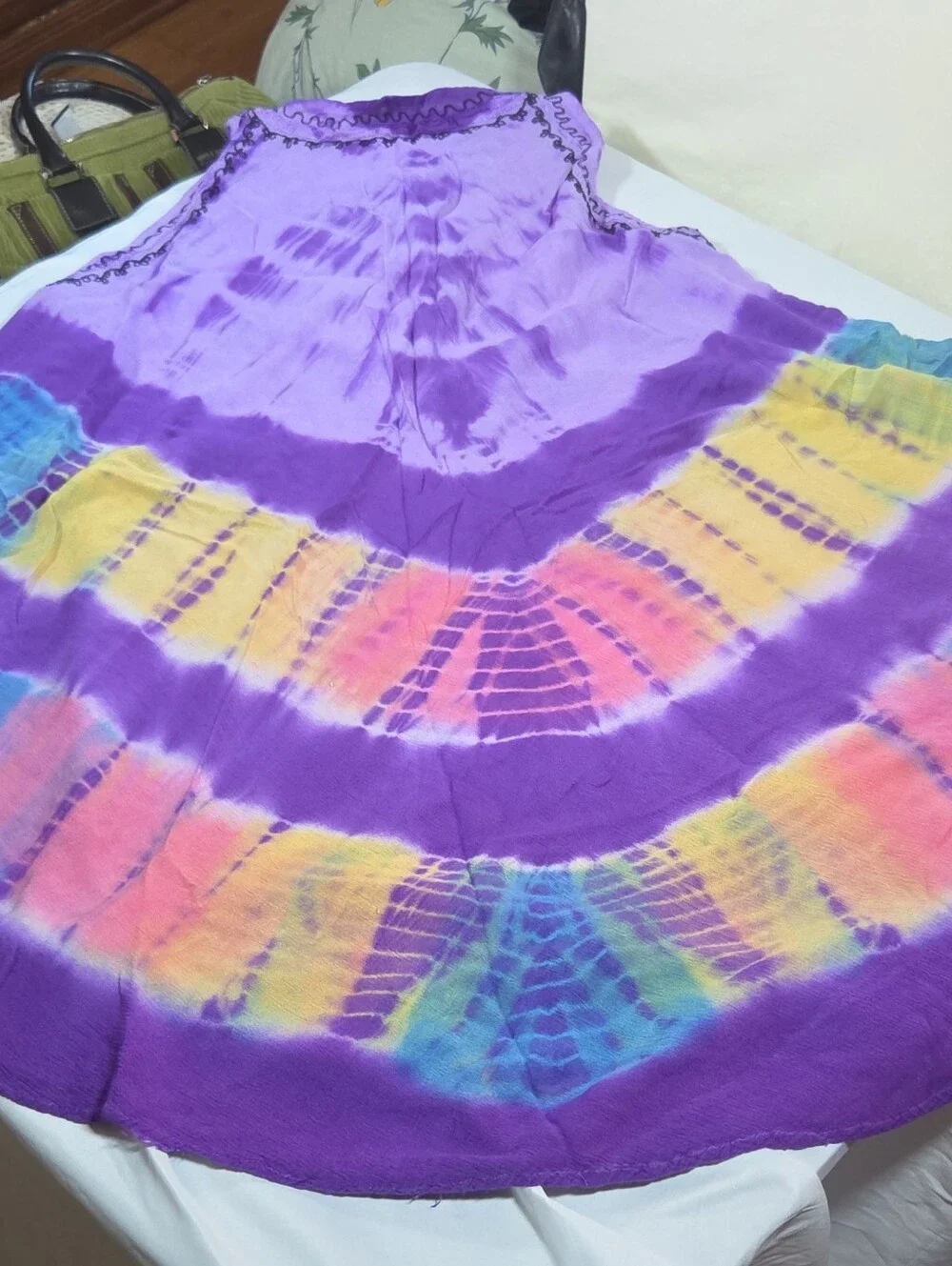 Revue Women's Purple Tie Dye Rayon Sleeveles Boho Festival Hippie